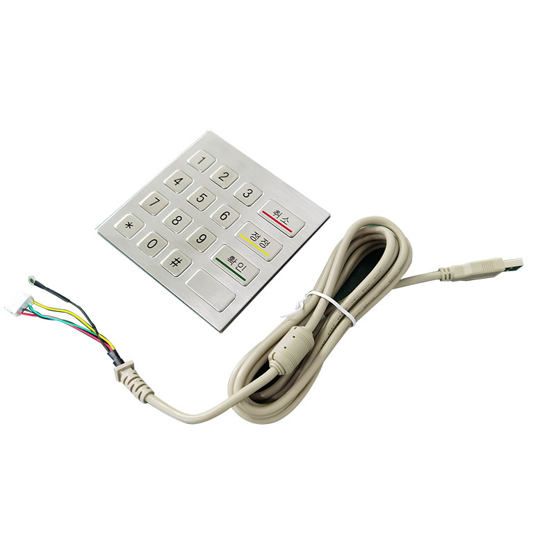 Tastiera in metallo in acciaio inossidabile a 16 chiavi numerico con connessione cablata USB per chiosco self-service